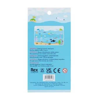 Back of puffy stickers packaging with safey warnings and descriptions.