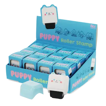 Display box of 12 Puppy Roller Stamps.