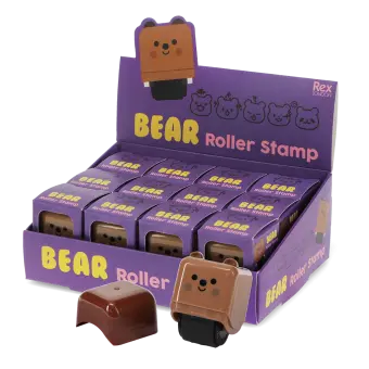 Display box of 12 Bear Roller Stamps.