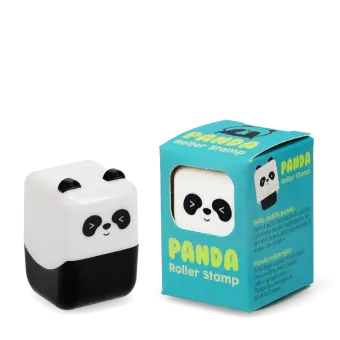 Panda-themed roller stamp with blue packaging.