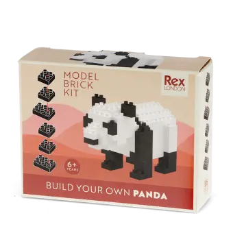 Build your own panda brick kit packaging.
