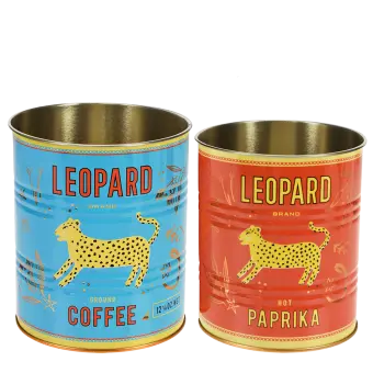 Storage tins (set of 2) - LEOPARD