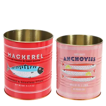 Medium storage tins (set of 2) - Fish MACKEREL & ANCHOVIES