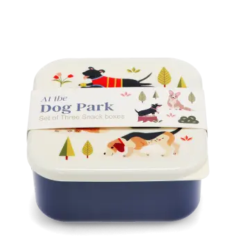 Square snack box with dog park pattern