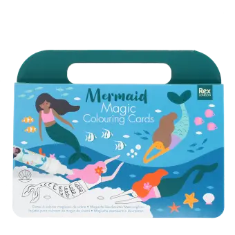 Mermaid-themed magic colouring card set with illustrated underwater scene.