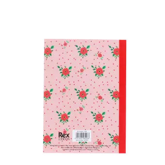 Back of pink notebook in french rose design