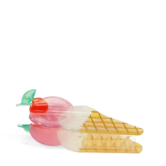 air claw clip featuring a delicious ice cream on a cone design, in multiple colours, with hints of marbling and translucence.