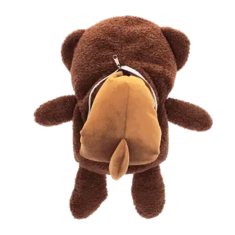 Brown plush teddy bear travel toy with a fold‑out neck pillow.