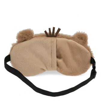 Light brown plush capybara‑shaped travel eye mask.