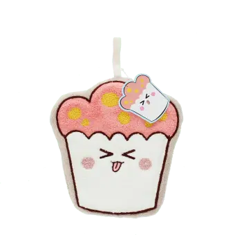 Soft flannel face cloth in a cupcake shape, designed for gentle facial cleansing.