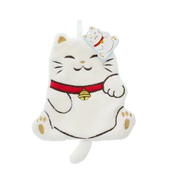 Soft white flannel face cloth in a cat shape, designed for gentle facial cleansing.