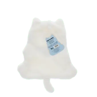 Soft white flannel face cloth in a cat shape, designed for gentle facial cleansing.