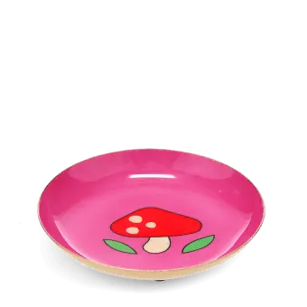 Pink trinket dish with mushroom design