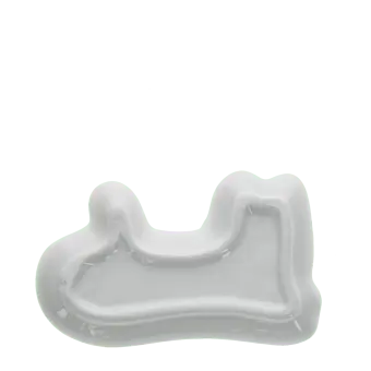 Back of White ceramic trinket dish shaped like a reclining cat.