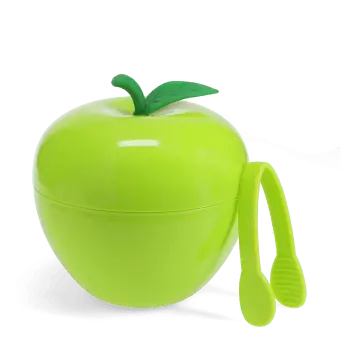 Green apple shaped ice bucket with lid and tong