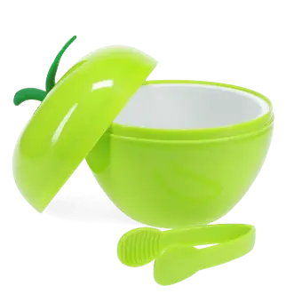 Green apple shaped ice bucket with lid and tong