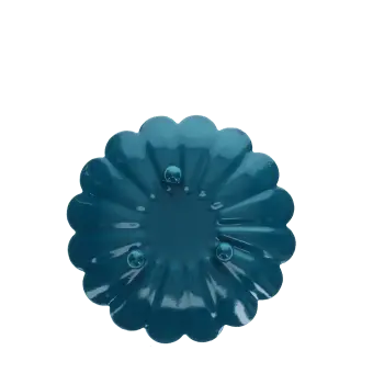 Base of blue enamel flower-shaped trinket dish.