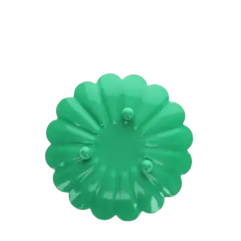 Base of green enamel flower-shaped trinket dish.