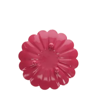 Base of red enamel flower-shaped trinket dish