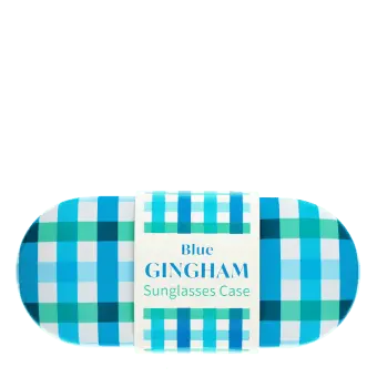 Blue gingham patterned sunglasses case 