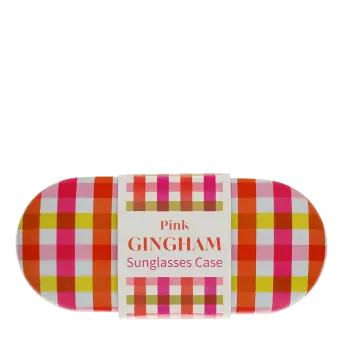 Pink gingham patterned sunglasses case