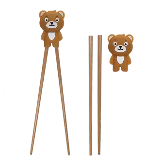 Bear training chopsticks with removable character topper