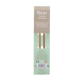Back of Bear training chopsticks packaging with safety warnings. 