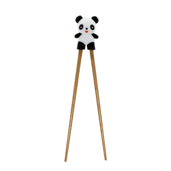Panda training chopsticks with character topper.