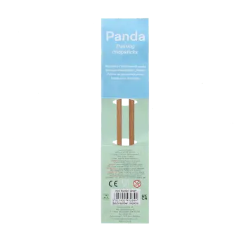 Back of Panda training chopsticks packaging with safety warnings. 