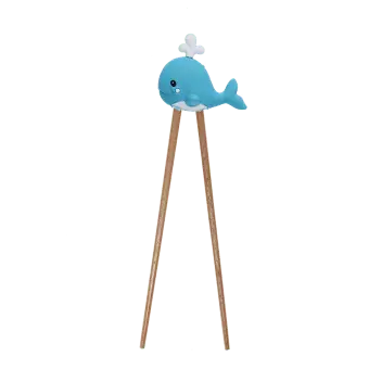 Whale training chopsticks with character topper.