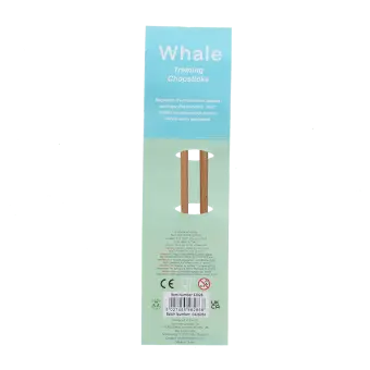 Back of Whale training chopsticks packaging with safety warnings. 