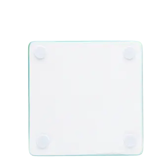 Back of turquoise ceramic coaster with four corner foam pads to prevent surface scratches.