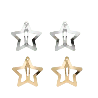 Gold and silver star hair clips in a set of four.
