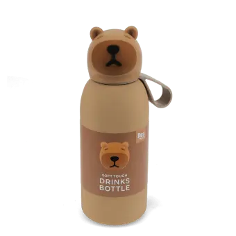 Stainless drinks bottle with bear lid and carry loop