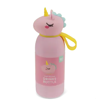 Unicorn drinks bottle with yellow carry loop and character lid.