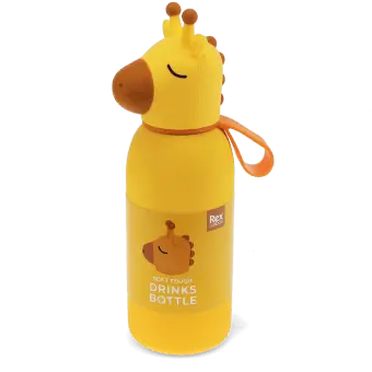 Giraffe drinks bottle with character lid and carry loop.