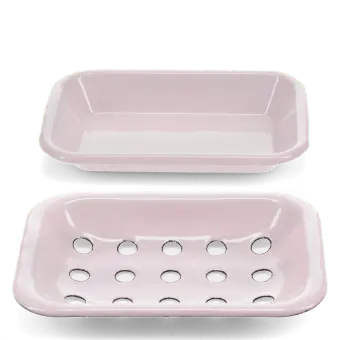 Two-part enamel soap dish - Pink