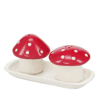 Ceramic salt and pepper shakers - Mushroom