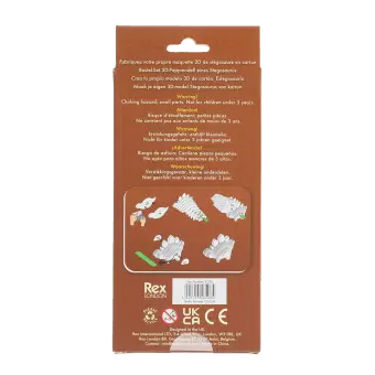 Back of Stegosaurus Make Your Own 3D Cardboard Model kit box with assembly instructions and barcode.