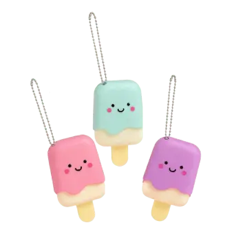 Ice lolly lip gloss keyrings in pink, green and purple