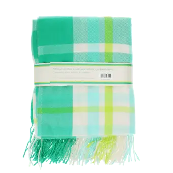 Green, white, lime green and tea check blanket.
