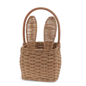 Natural rattan rabbit basket with bunny ears and carry handle