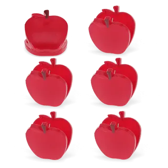 Set of six red apple-shaped bag clips