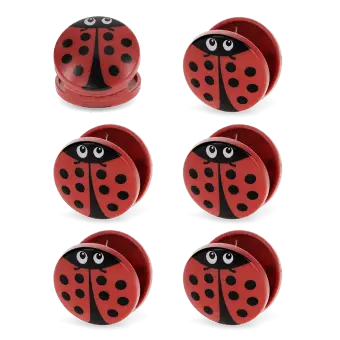 Set of six ladybird-shaped bag clips