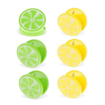 Set of six lemon and lime slice bag clips
