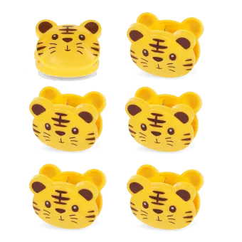 Set of six tiger-shaped bag clips