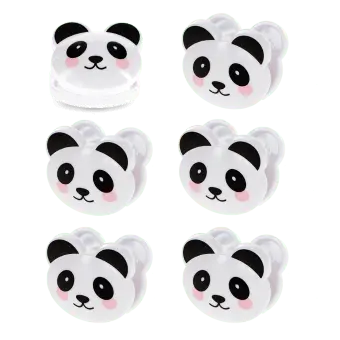 Set of six panda-shaped bag clips