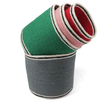 Set of four nested woven jute baskets in grey, green, pink and red