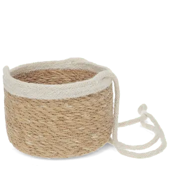 Natural seagrass hanging basket with hanging loop.