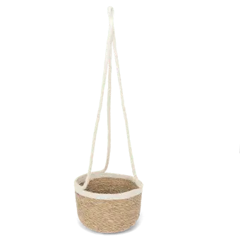 Natural seagrass hanging basket with hanging loop.